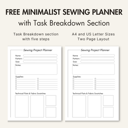 Free two page sewing project planner