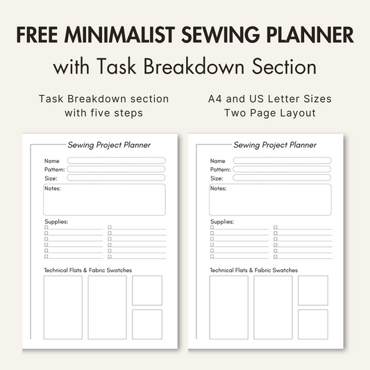 Free two page sewing project planner