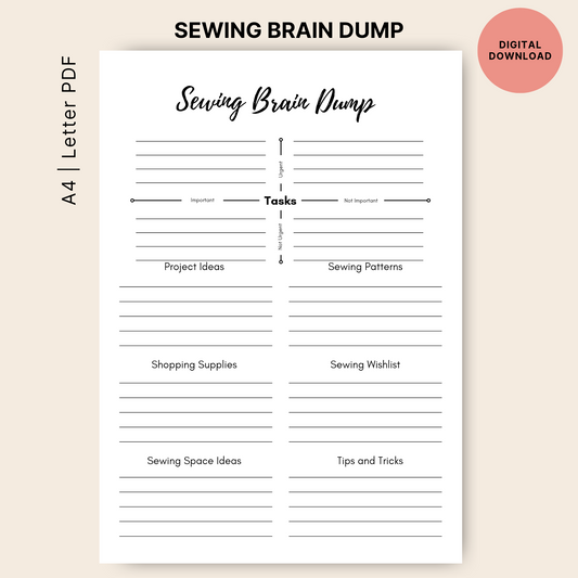 Brain dump sewing planner A4