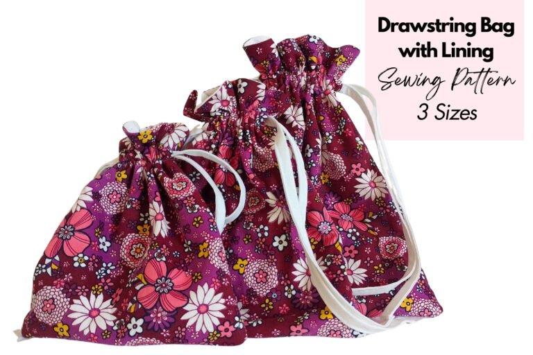 How to Sew a Drawstring Bag with Lining (Free PDF Pattern 3 Sizes)