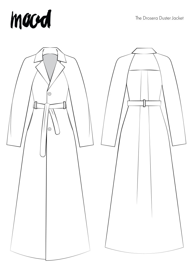 Technical drawing of a trench coat