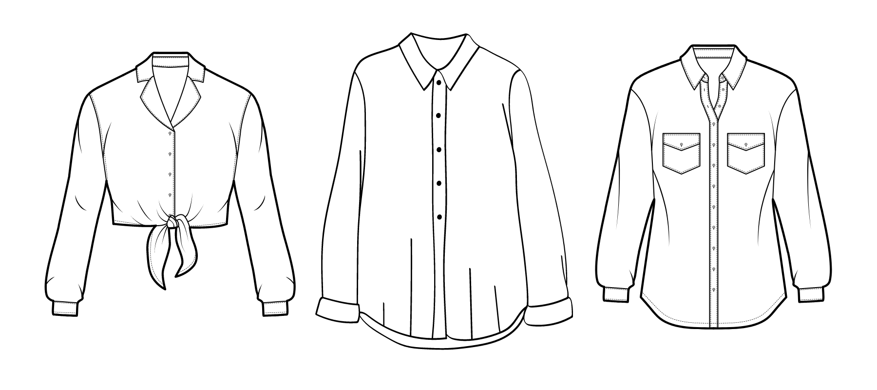 3 Button-Down Shirt Sewing Patterns with Multiple Cup Sizes for Larger Busts