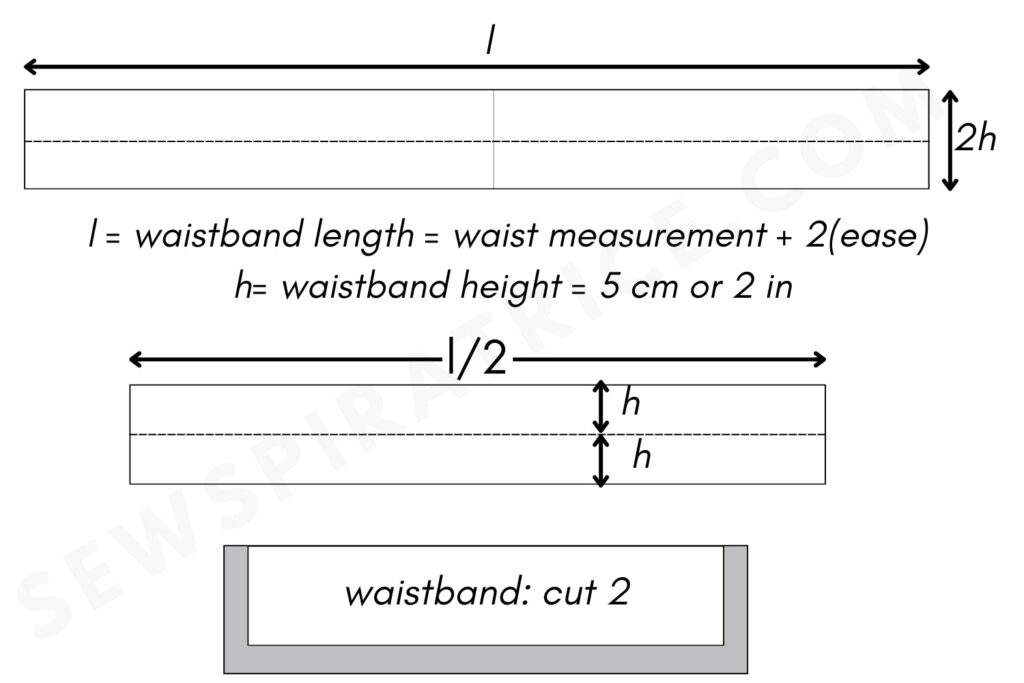 Straight Waistband Cutting Layout 1