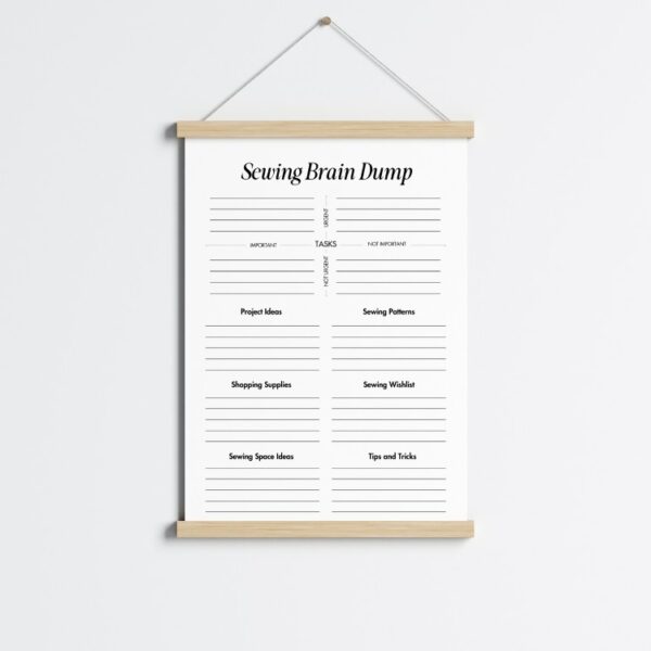 Printable Sewing Planner Brain Dump