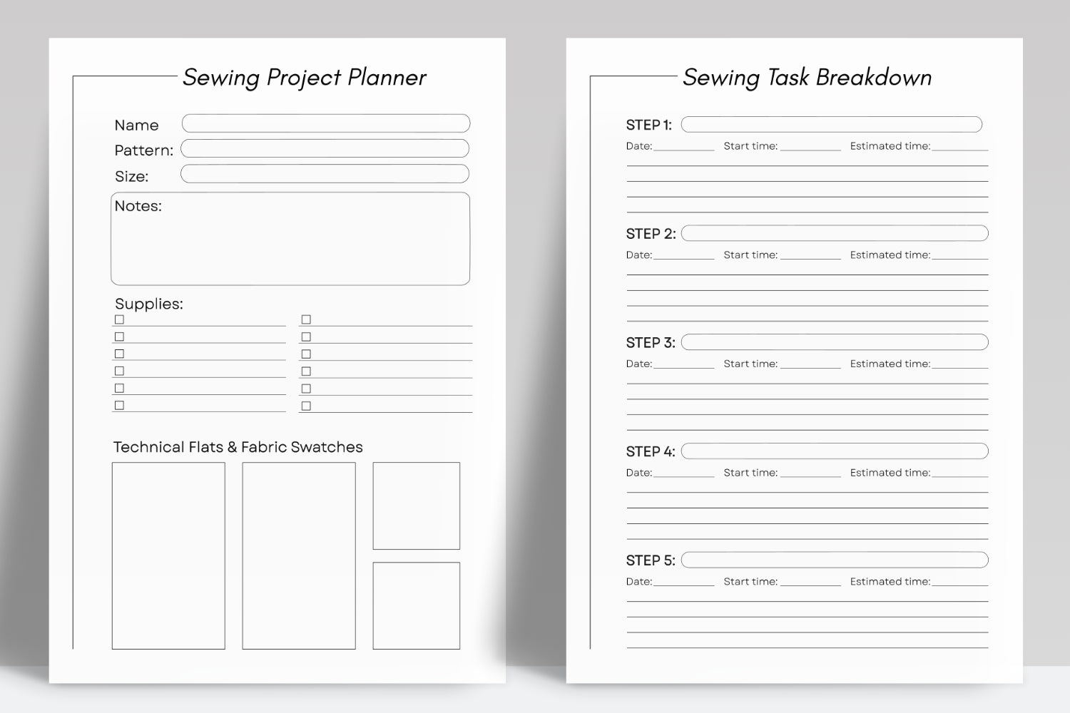 Mockup of printable sewing planner