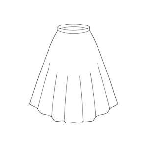 A technical illustration of a full circle skirt sewing pattern