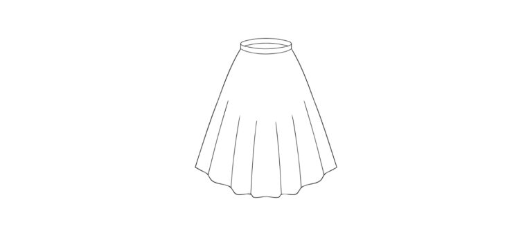 A technical illustration of a full circle skirt sewing pattern