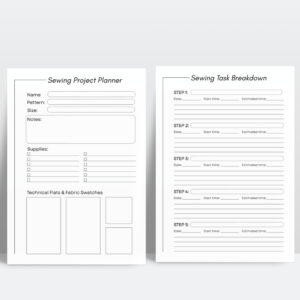 Two-page digital layout of a 'Free Sewing Planner.'