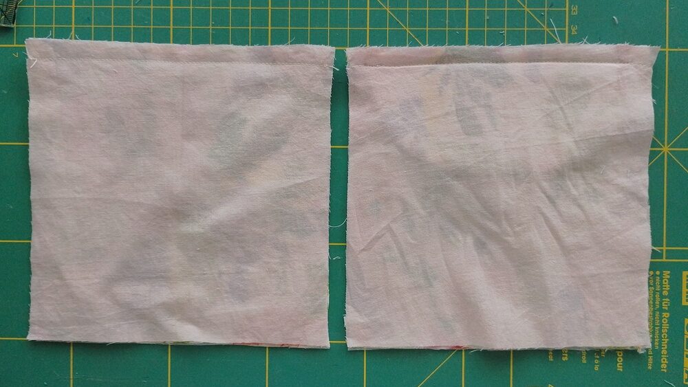 Lining and main fabric panels sewn together along the top edge.