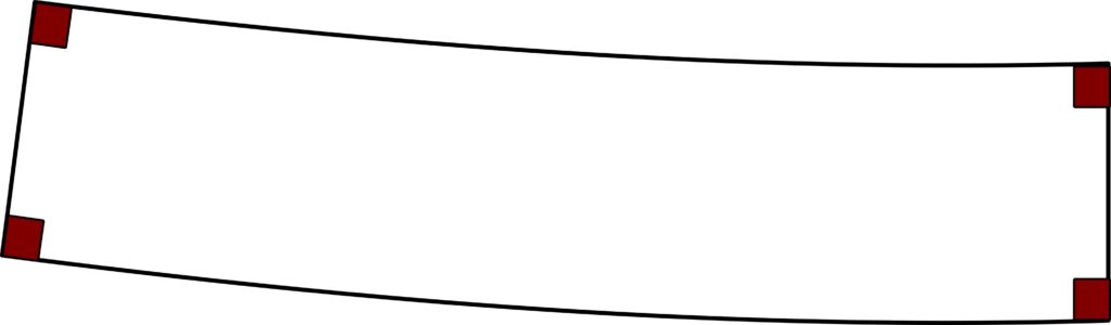 A diagram of the final contoured waistband pattern piece, showing smooth curves along the top and bottom edges after the pivoting step