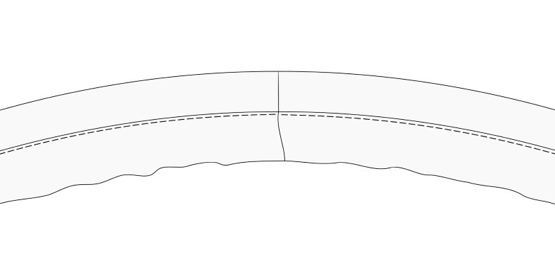 Illustration of understitched waistband